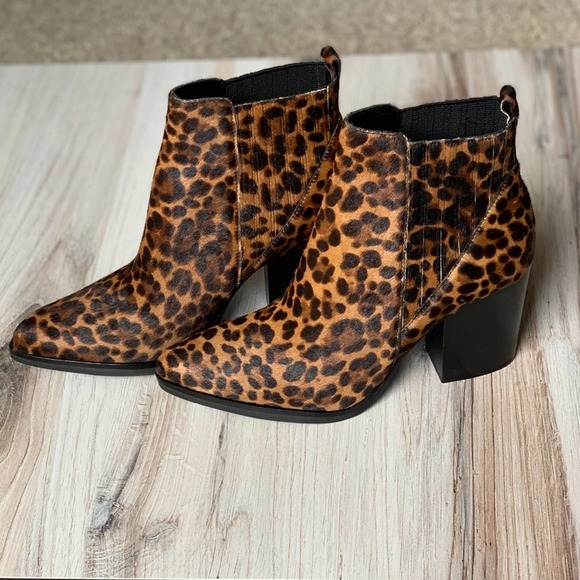 Marc Fisher Alva Calf Hair Brown Heeled Bootie 7.5 - Picture 3 of 11